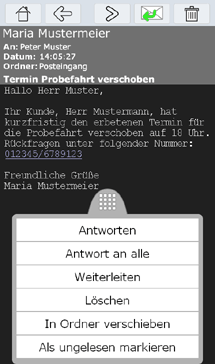 mobiler Zugang autocrm - Nachrichtenmodul, Antwort-Optionen